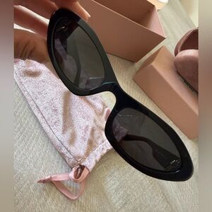 Miu Miu MU 09YS Black and Gold Cateye Sunglasses